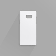 White phone case and long shadow background with clipping path.