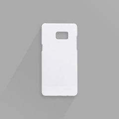White phone case and long shadow background with clipping path.