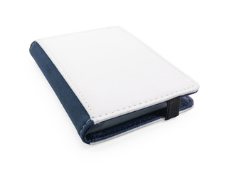 Blank leather bag or card holder for keep name contact on isolated background with clipping path. Small wallet cover for your design.