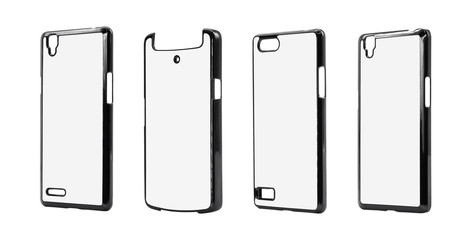 Phone case on isolated background with clipping path. Mobile cover for montage or your design.