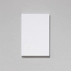 White picture frame on cement wall. Modern gallery in simple style.