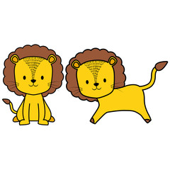 cute circus lions characters