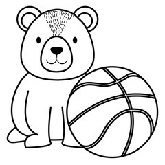 cute bear teddy with basket balloon