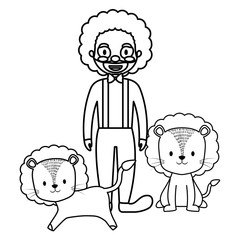 Obraz premium cute circus lions with clown