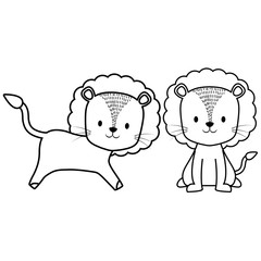 cute circus lions characters
