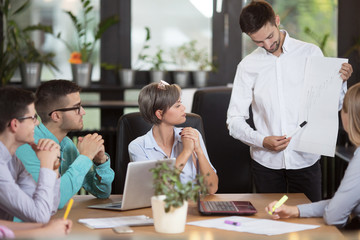 Young collegues having meeting in the office