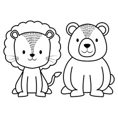 cute circus lion and bear characters