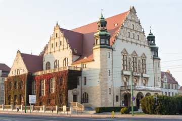 Fototapeta na wymiar Poznan, Poland - October 12, 2018: Adam Mickiewicz university building in polish city Poznan