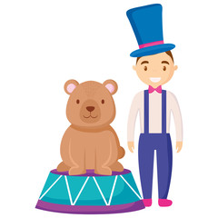 cute circus bear with magincian characters
