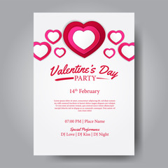 Valentine's day party poster template. Romance love. Vector illustration