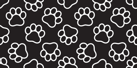 Dog Paw seamless pattern vector footprint cat puppy tile background repeat wallpaper isolated illustration cartoon black