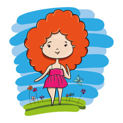 Hand drawn cute girl life scenes