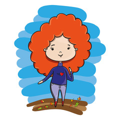 Hand drawn cute girl life scenes