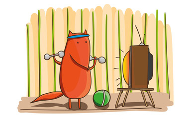 Funny hand drawn fox illustration