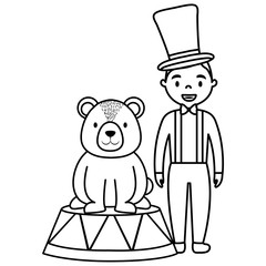 cute circus bear with magincian characters