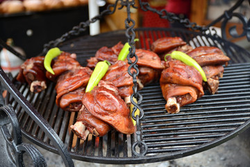 grilled pork knee with paprika, hungary