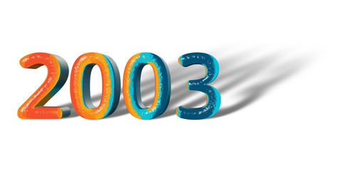 3D Number Year 2003 joyful hopeful colors and white background