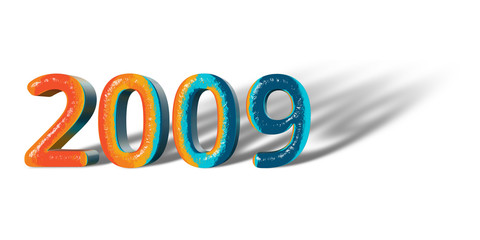 3D Number Year 2009 joyful hopeful colors and white background