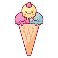 cute ice cream kawaii character
