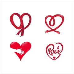 Set of Heart on valentines day in love vector lovely red sign on hearted celebration and greeting card