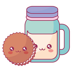 cute beverage jar with cookies kawaii characters