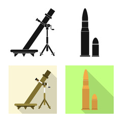 Vector design of weapon and gun sign. Collection of weapon and army vector icon for stock.