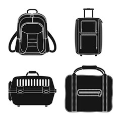 Vector design of suitcase and baggage logo. Collection of suitcase and journey stock vector illustration.