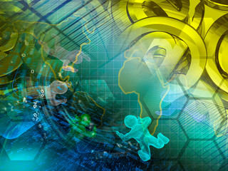 Mans, map and buildings