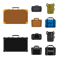 Isolated object of suitcase and baggage symbol. Set of suitcase and journey vector icon for stock.