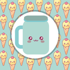 cute beverage jar kawaii character