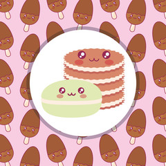 sweet candy with cookies kawaii characters