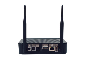 Internet TV box receiver with android operation system isolated on white background