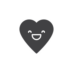 Grinning Face With Smiling Eyes emoticon vector icon. filled flat sign for mobile concept and web design. Happy heart face character emoji solid icon. Symbol, logo illustration. Vector graphics