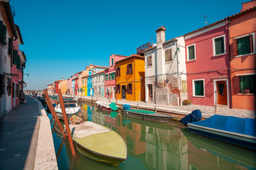 Fototapeta na wymiar One of the streets of the island of Burano near Venice, Italy