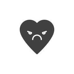 Angry Face emoticon vector icon. filled flat sign for mobile concept and web design. angry heart face character emoji solid icon. Symbol, logo illustration. Pixel perfect vector graphics