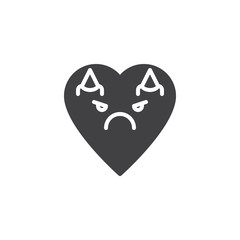 Angry Face With Horns emoticon vector icon. filled flat sign for mobile concept and web design. Devil heart face character emoji solid icon. Symbol, logo illustration. Pixel perfect vector graphics