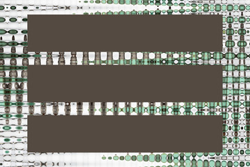 Abstract pattern in greens and browns tones with a touch of black against a white background and 3...