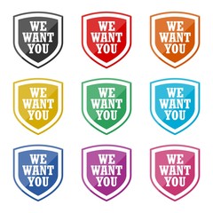 We want you flag icon or logo, color set