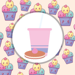 plastic cup with straw and cookie