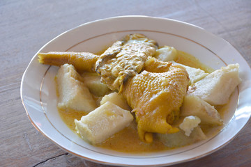 Traditional Rembang (Central Java) culinary chiken soup (Lontong Tuyuhan)