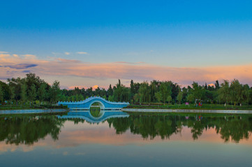 Fototapeta premium sunset over the lake