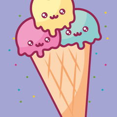 cute ice cream kawaii character