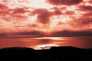Reflection on the surface of the sea at dawn