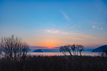 琵琶湖の夕景