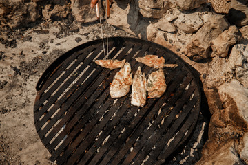 Organic chicken meat on barbecue