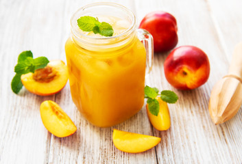 Nectarine juice with fresh fruits