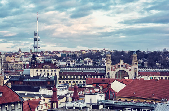 Zizkov Television Tower And Central Railway Station, Prague