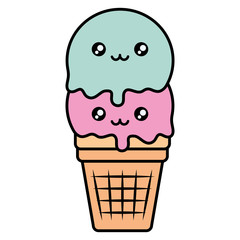 cute ice cream kawaii character