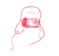 Ushanka hat. Hand-drawn pencil sketch illustration. Isolated on white background