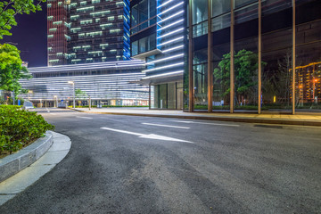 Fototapeta premium empty road near by office building, china.